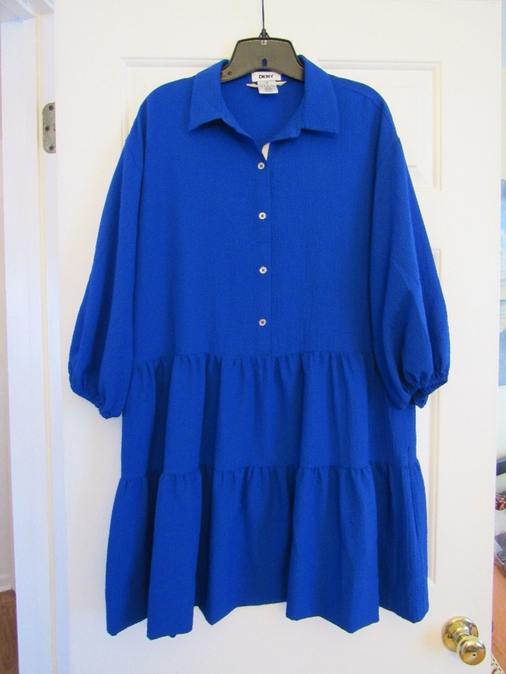 DKNY Royal Blue Button Down Shirt Dress